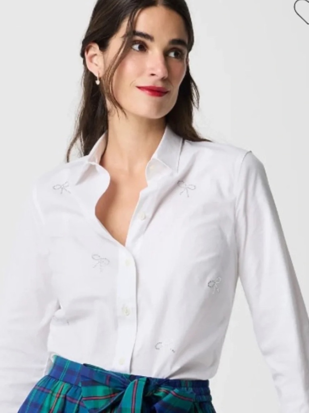 NWT J. Crew Jeweled Bow Embellished Button Down Shirt